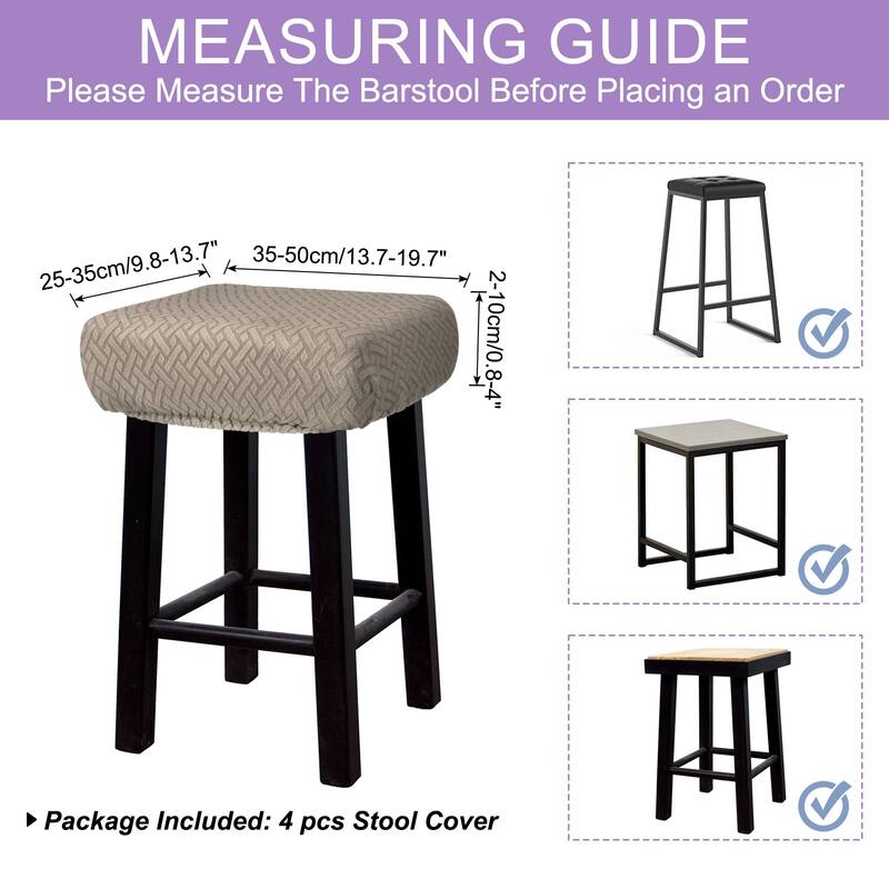 4pcs Stool Covers Rectangle, Bar Stool Covers Saddle Seat Cover - Brown