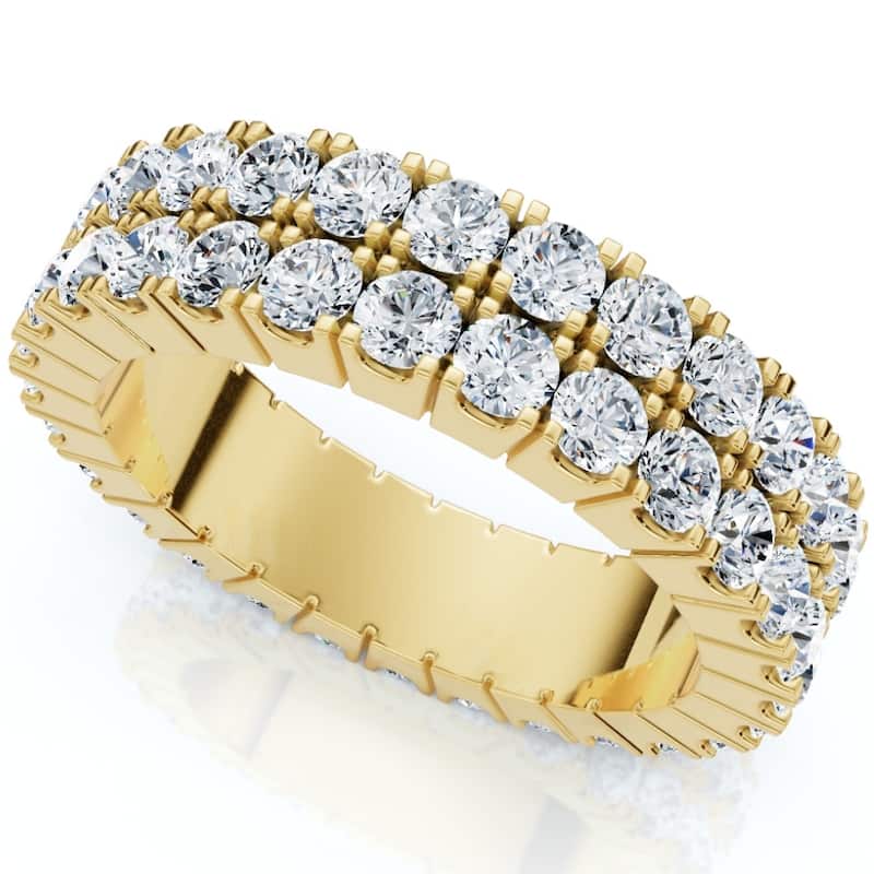 2.25Ct Diamond Eternity Wedding Anniversary Ring Double Row Gold Lab Grown