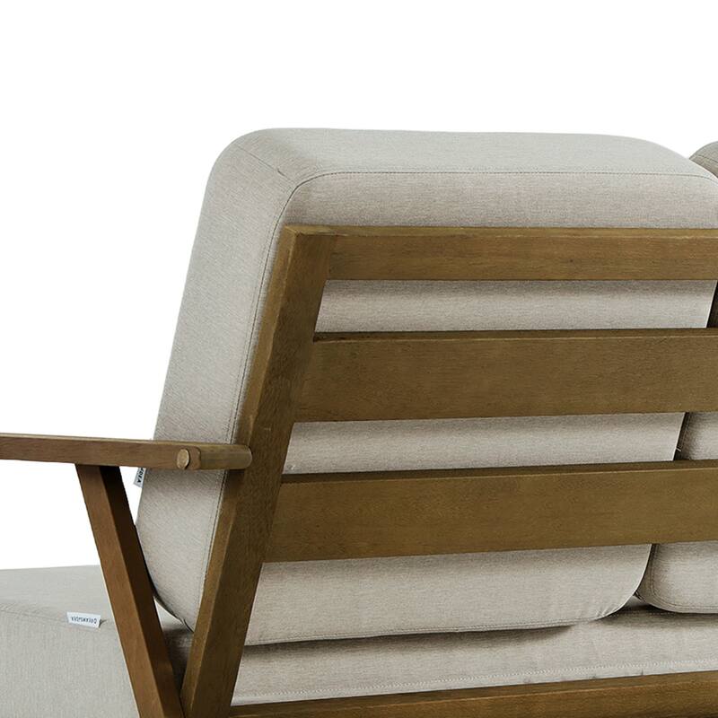 Teak Frame Outdoor Loveseat Daybed with Water-Resistant Cushions.