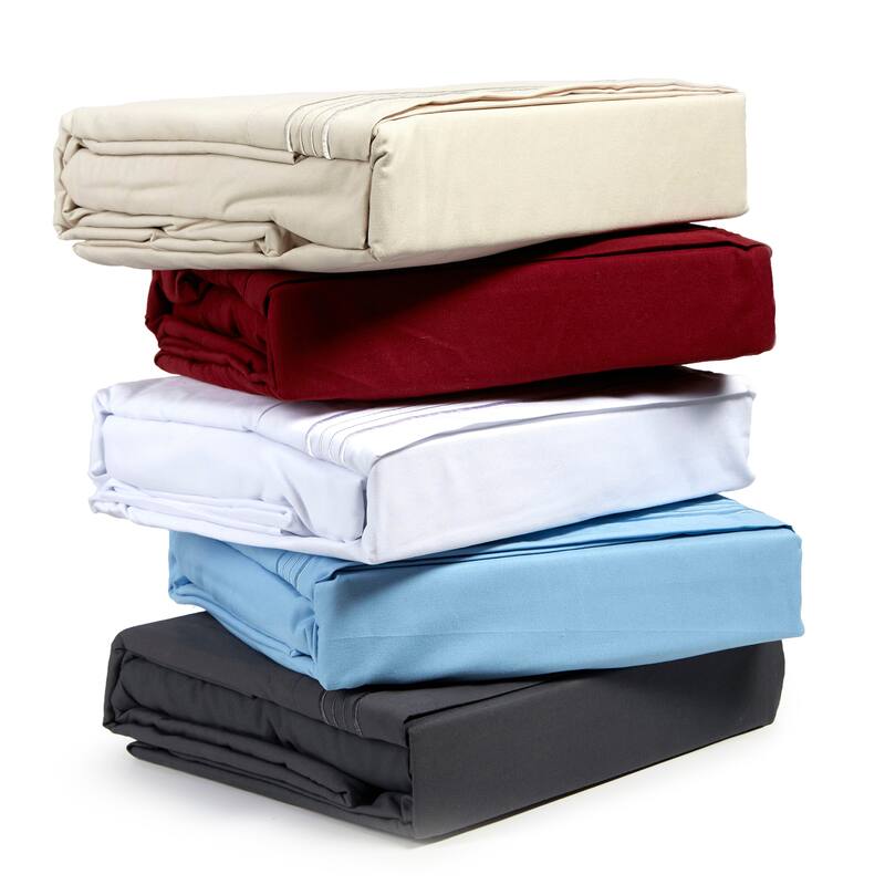Authentic Hotel and Spa 1800 TC Brushed Microfiber Sheet Set with 4 Line Embroidery