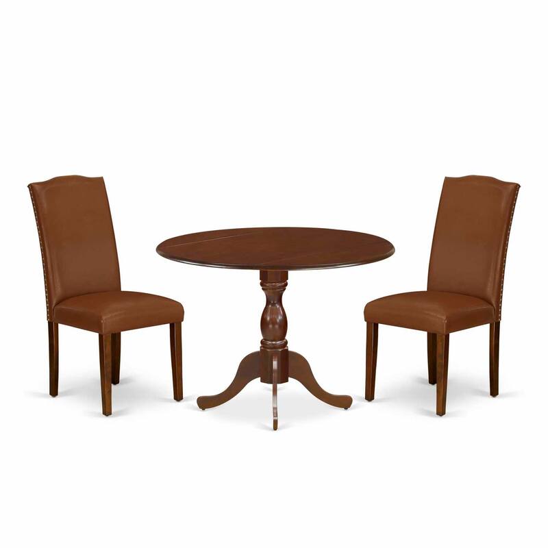 3-Piece Mahogany Finish Solid Wood Top Dining Room Set (Seats-4)