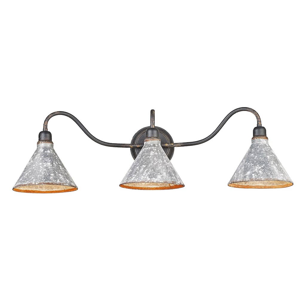 Wry Lighting Jasper 3-light Vanity in Antique Black Iron