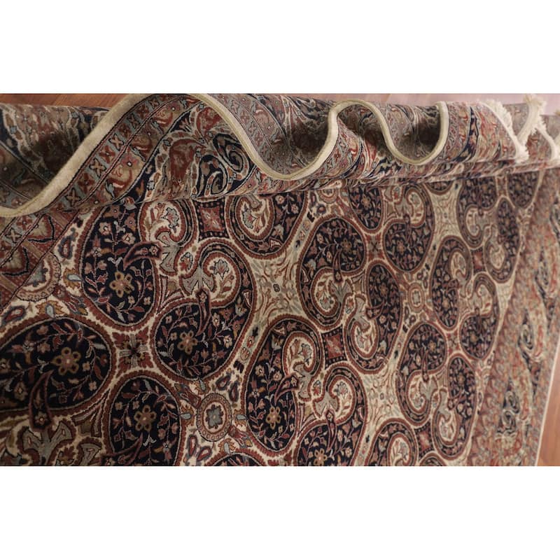 Navy Blue Agra Indian Area Rug Handmade Wool Carpet - 8'0"x 10'1"