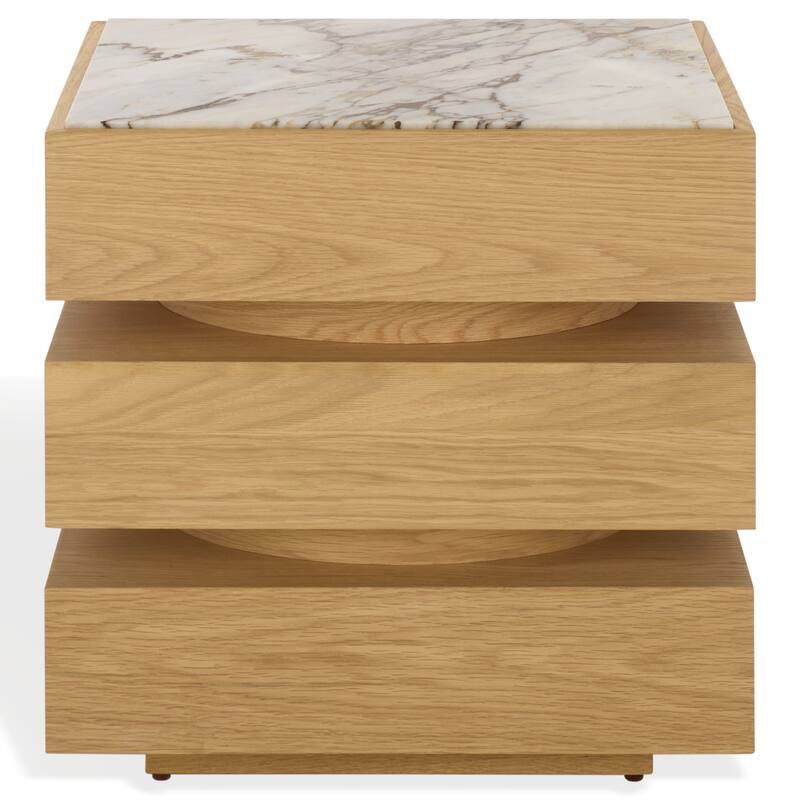 SAFAVIEH Couture Shayrina Marble Accent Table - 22"W x 18"D x 23"H - Natural/White