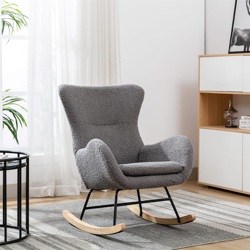 Velvet Fabric Padded Seat Rocking Chair