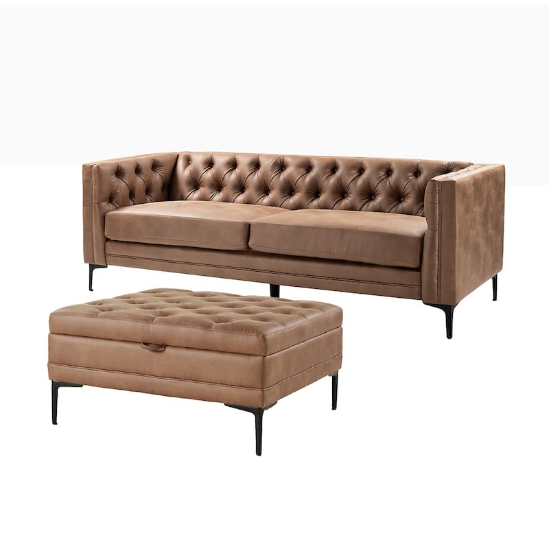 Ipiutak Modern 2 - Piece Upholstered Button-tufted Sectional with Storage Ottoman