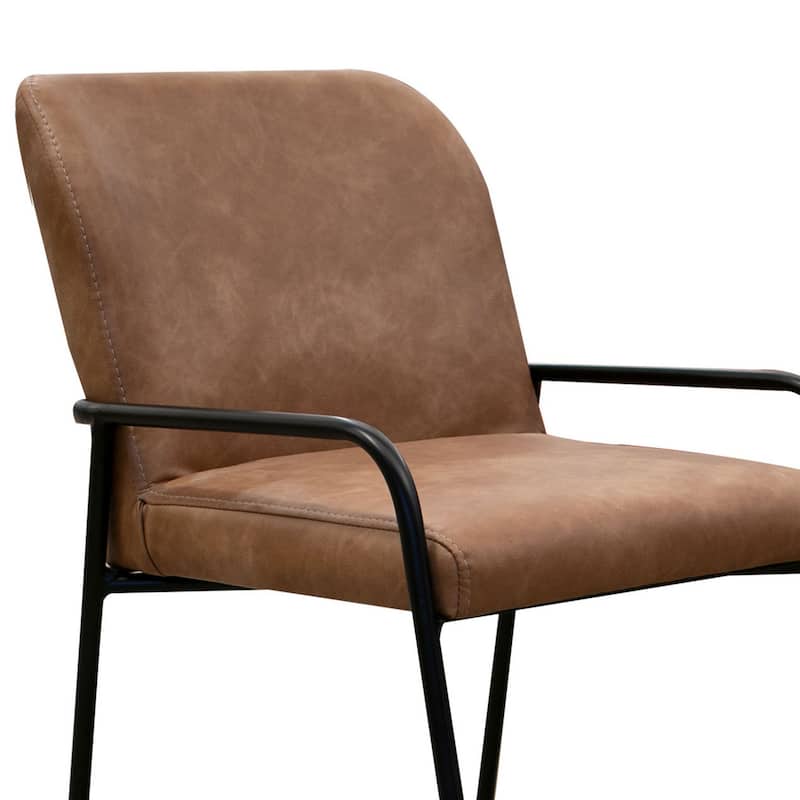 Suze Counter Height Chair, Arched Back, Black, Cognac Brown Faux Leather