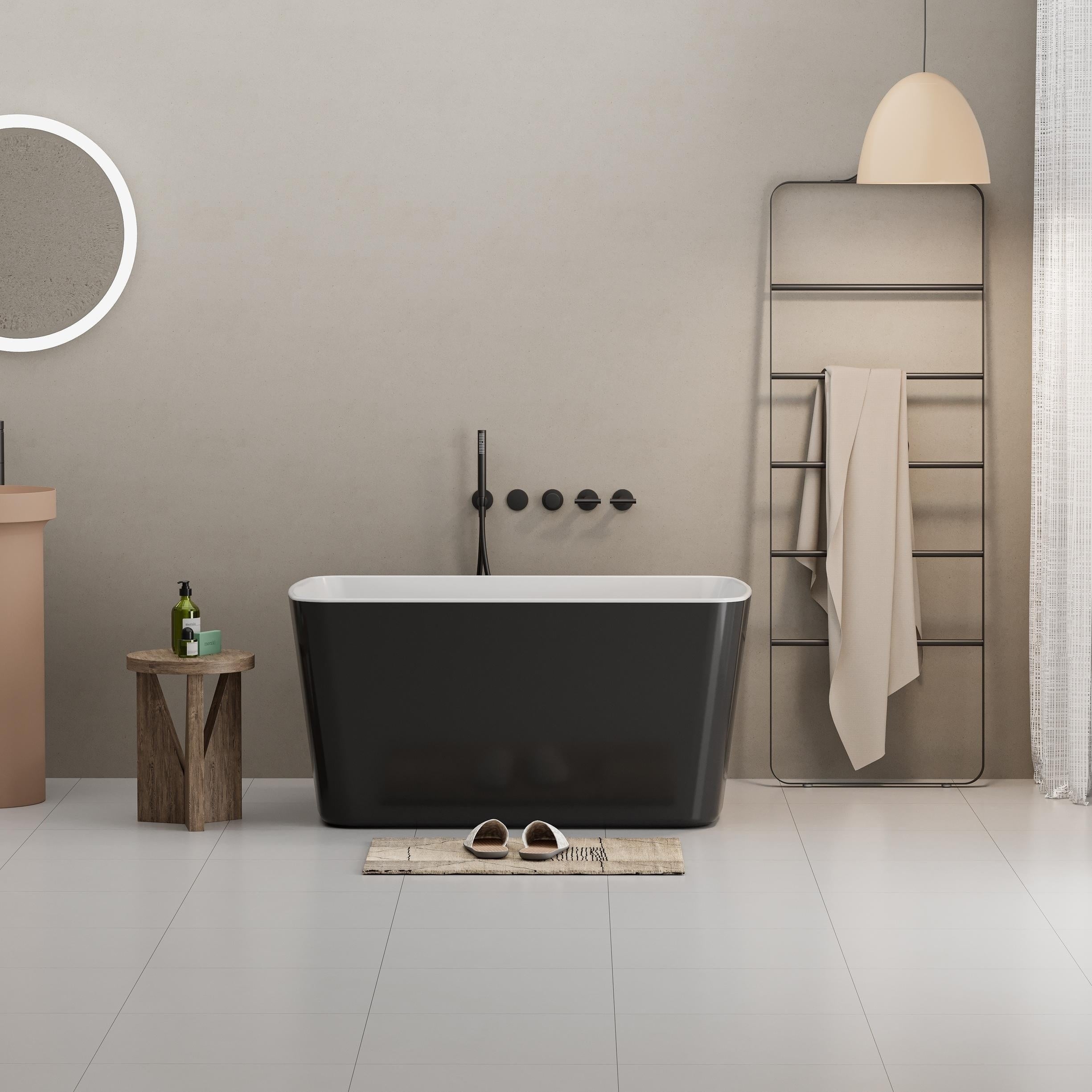 49" Square Freestanding Soaking Tub Deep Acrylic Bathtub