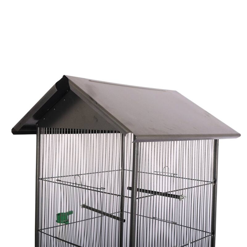 Gray Steel Bird Cage with Rolling Stand