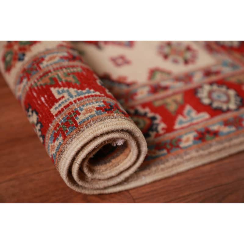 Geometric Kazak Oriental Foyer Rug Handmade Wool Carpet - 2'0"x 3'0"