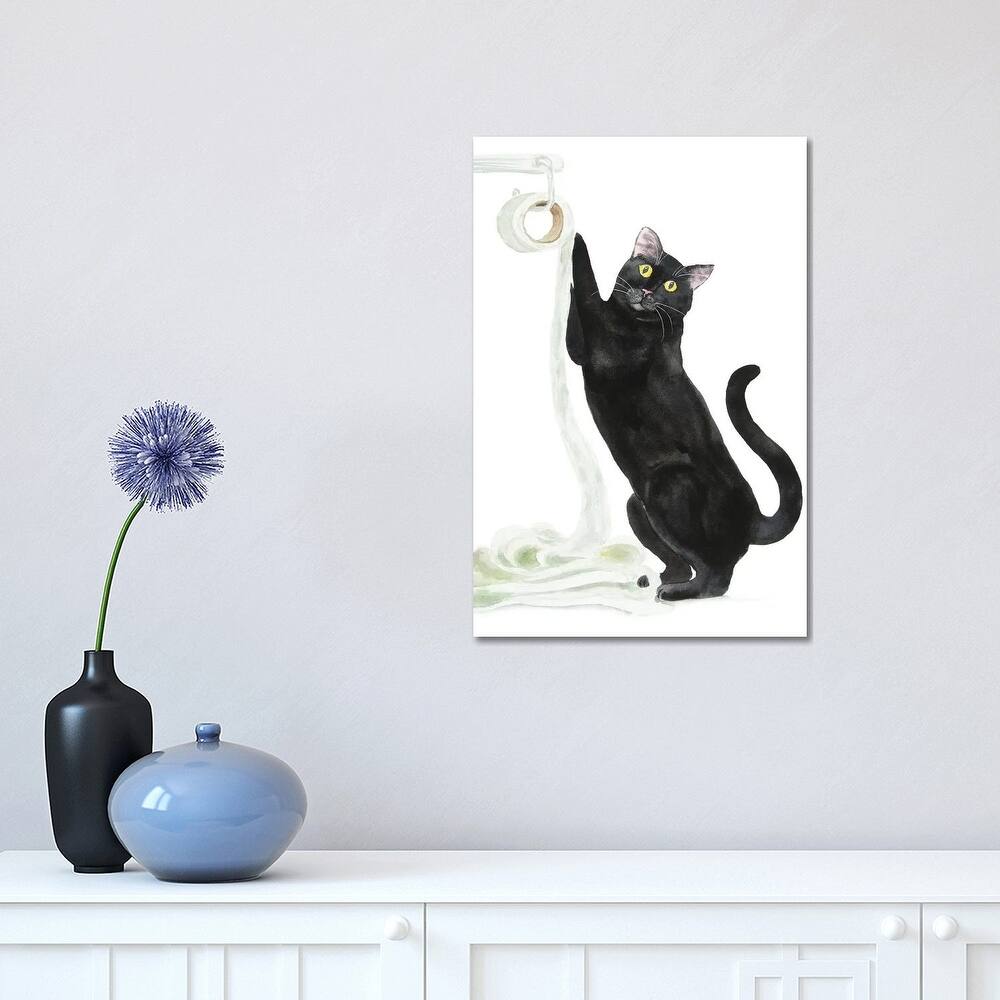 iCanvas "Black Cat And Toilet Paper" by Alexey Dmitrievich Shmyrov Canvas Print