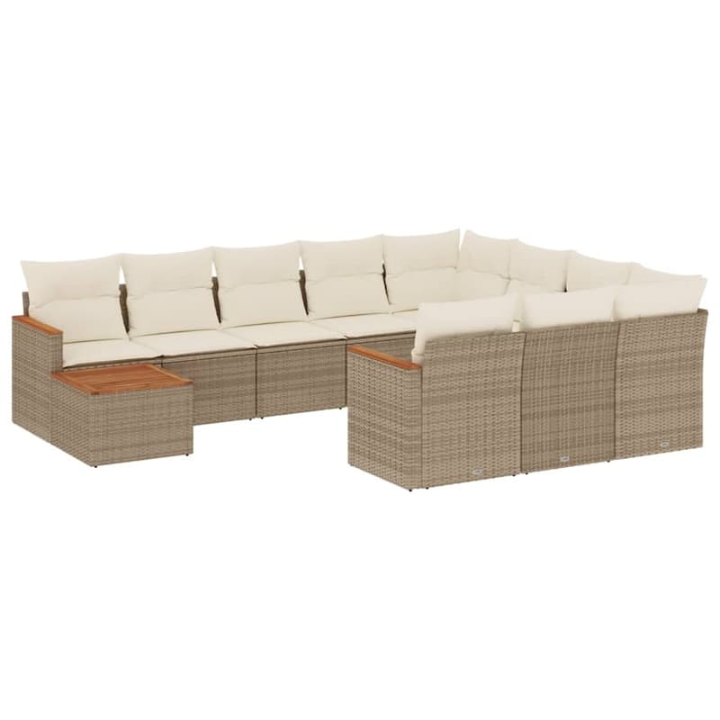 vidaXL Patio Sofa Set with Cushions Outdoor Furniture 11 Piece Poly Rattan
