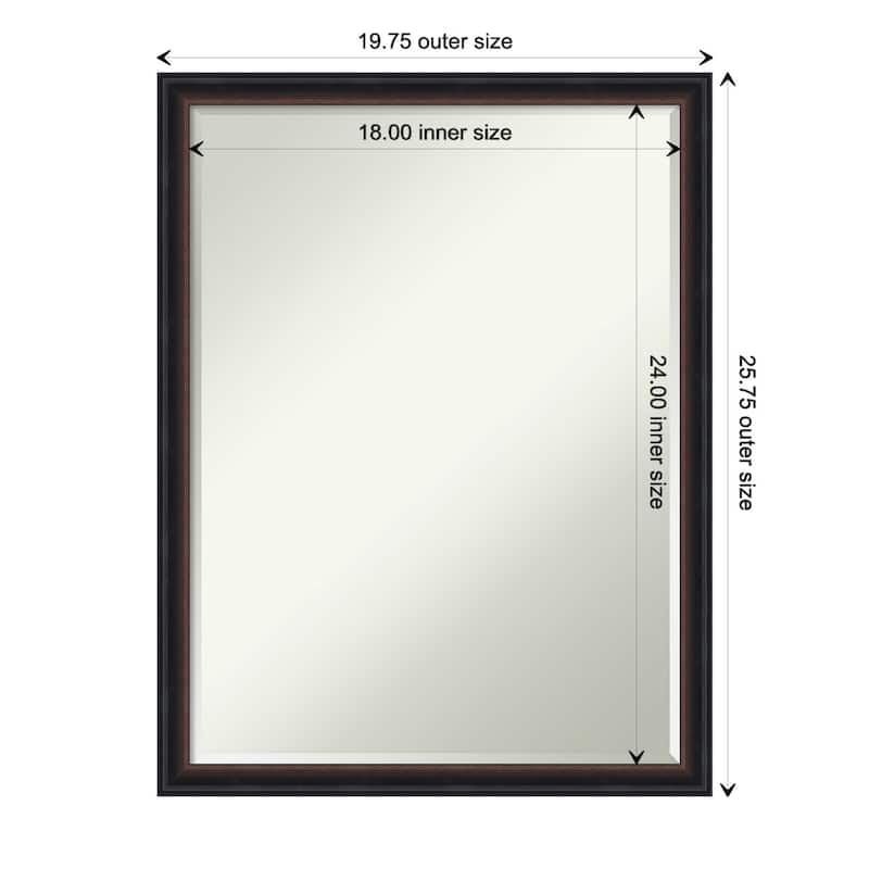 Salon Scoop Half-Inch-Bevel Wood Framed Bathroom Vanity Wall Mirror - Glass Size 18x24 - Salon Scoop Red Black