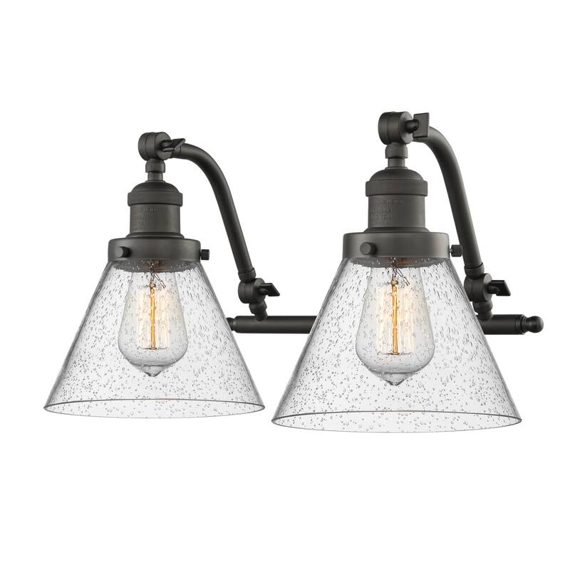 Innovations Lighting Large Cone 2 Light 18" Wide Bathroom Vanity Light - Oiled Rubbed Bronze / Seedy