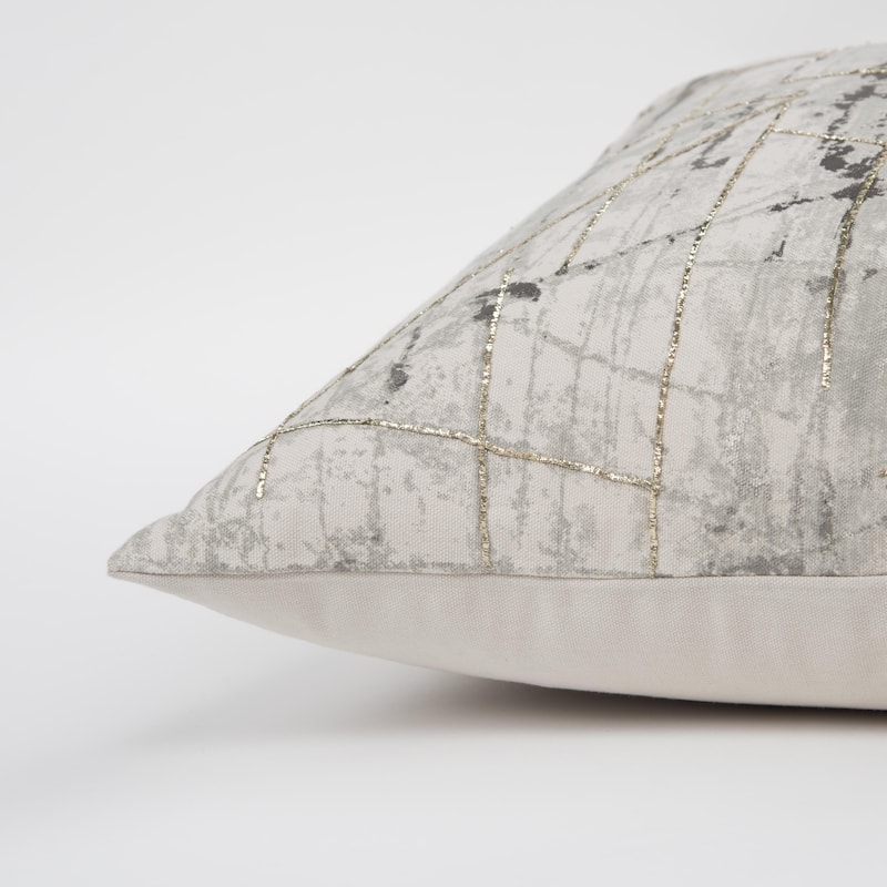 Rizzy Home Metallic Silver, Gold, and Grey Abstract Throw Pillow