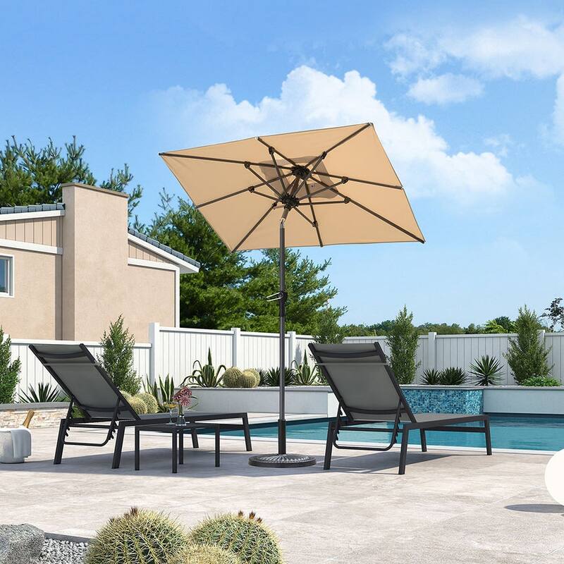 PURPLE LEAF Heavy-duty Crank and Tilt Table Umbrella Outdoor Patio Market Umbrella