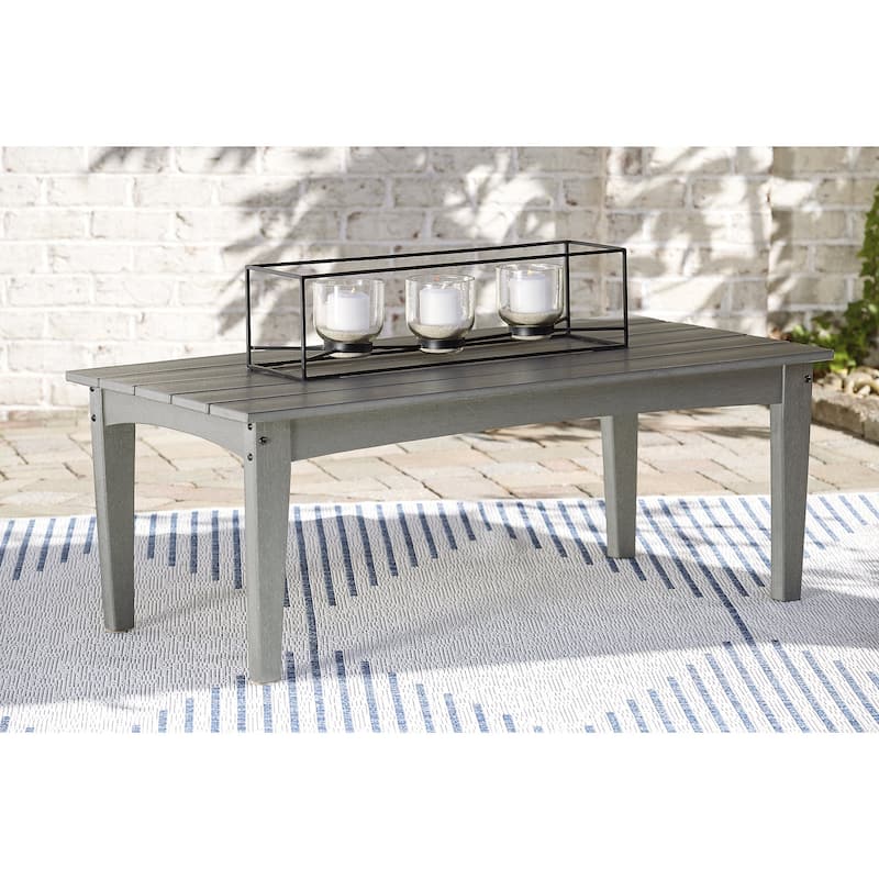 Signature Design by Ashley Visola Gray Rectangular Outdoor Poly All Weather Cocktail Table - 48"W x 24"D x 18"H
