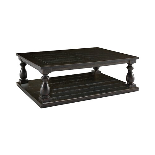 Ashley T880-1 Mallacar Black Rectangular Cocktail Table w/ Wire-Brushed Finish