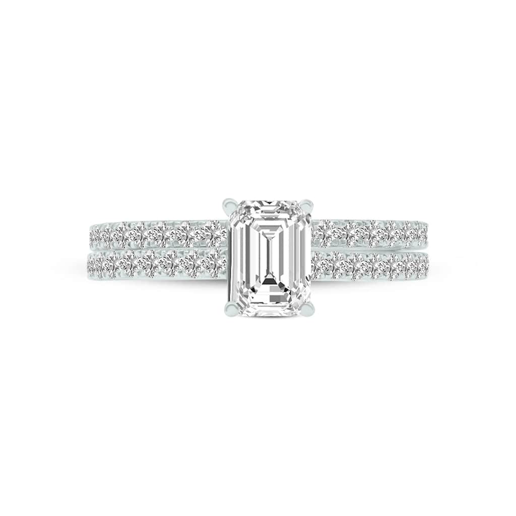 Marquee 1.80 CTW Center Emerald Cut Lab Grown Diamond Engagement Ring Set in 14Karat White Gold