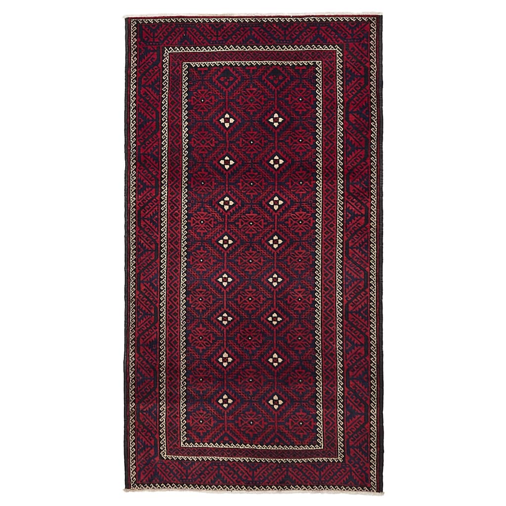 ECARPETGALLERY Hand-knotted Teimani Red Wool Rug - 4'2 x 7'8