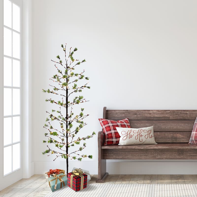 Puleo International 6 ft. Pre-Lit Artificial Christmas Twig Tree