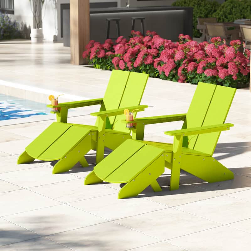 Coastin Modern Poly Adirondack Chair With Ottoman (Set of 2)