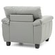 preview thumbnail 4 of 2, Leather Tufted Upholstered Accent Chair - 36" - Gray