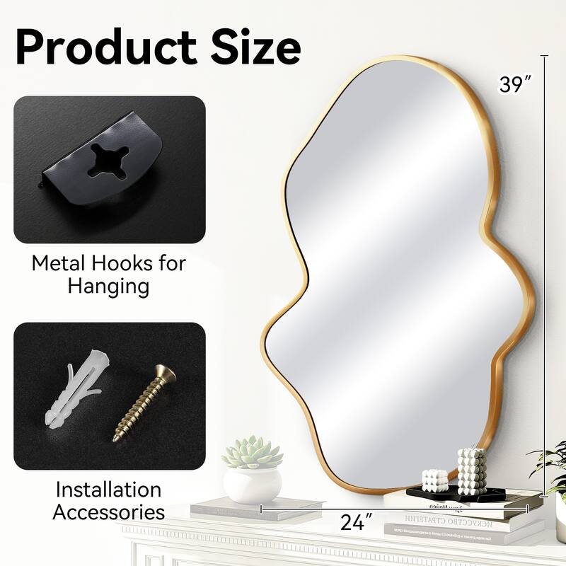 Stylish Aluminum Alloy Framed Irregular Wall Mirror