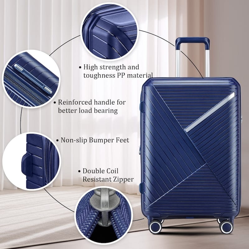 14/20/24/28 4-Piece Modern Luggage Sets, Expandable Luggage with Swivel Wheels and TSA Lock, for Boarding Travel, Navy Blue