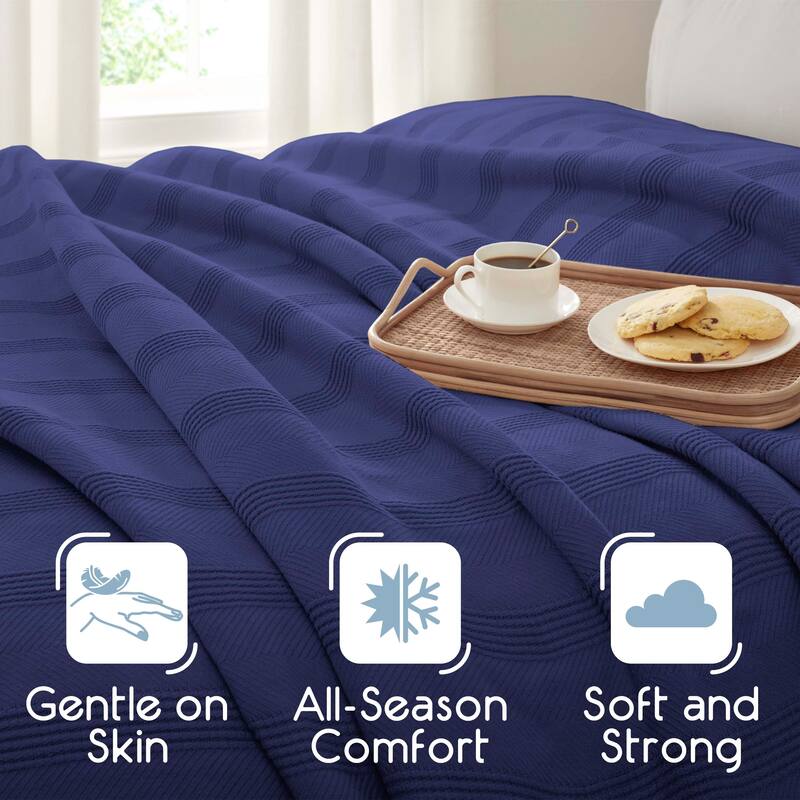 Vellux Cotton Knit Blanket Super Soft Lightweight All Season Throw