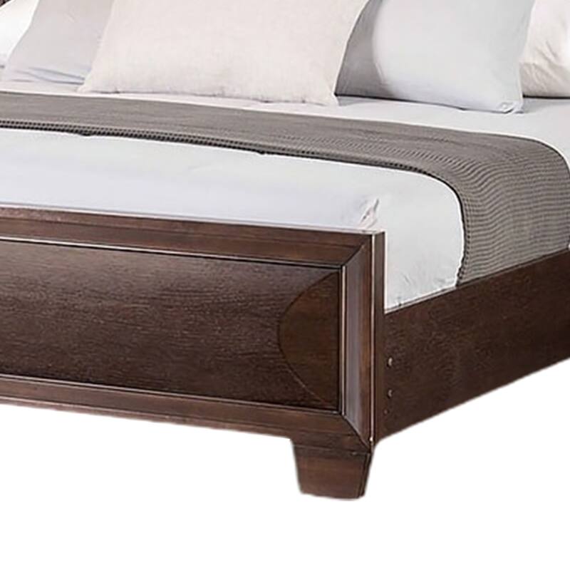 Nitz Queen Bed, Paneled Headboard with Beveled Fronts, Espresso Brown Wood
