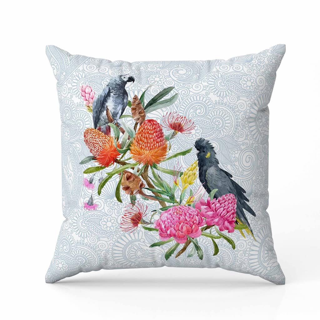 Songbird Flora Faux Suede Reversible Throw Pillow Blue and Multi