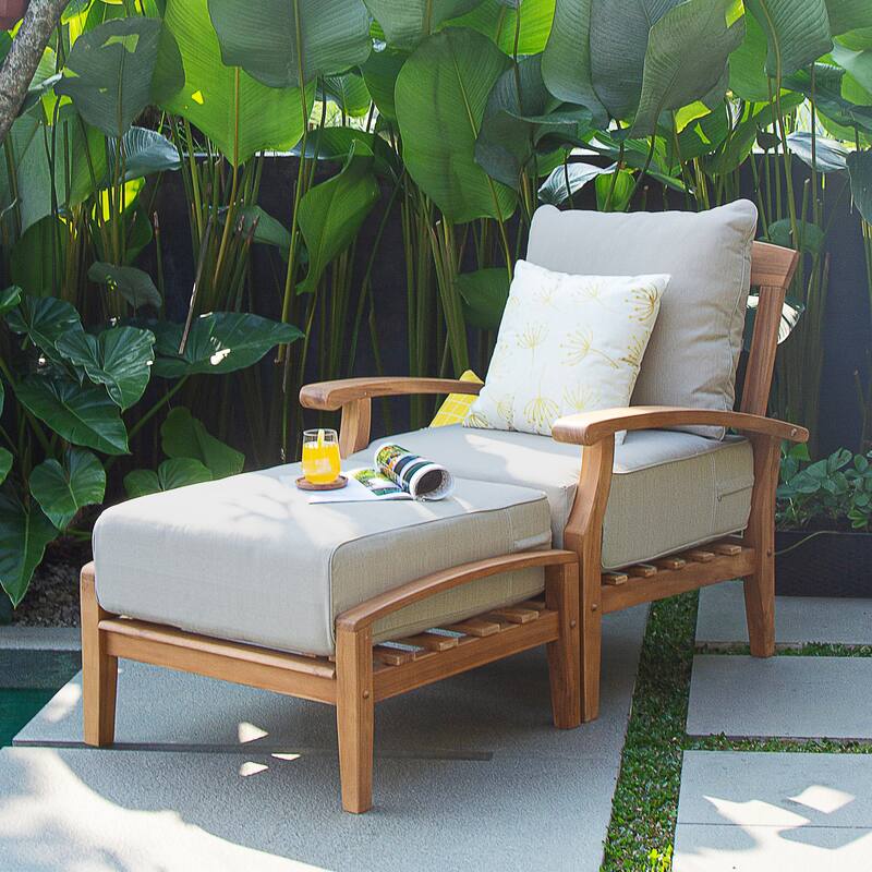 Cambridge Casual Leon 2-piece Teak Patio Club Chair with Ottoman - Beige