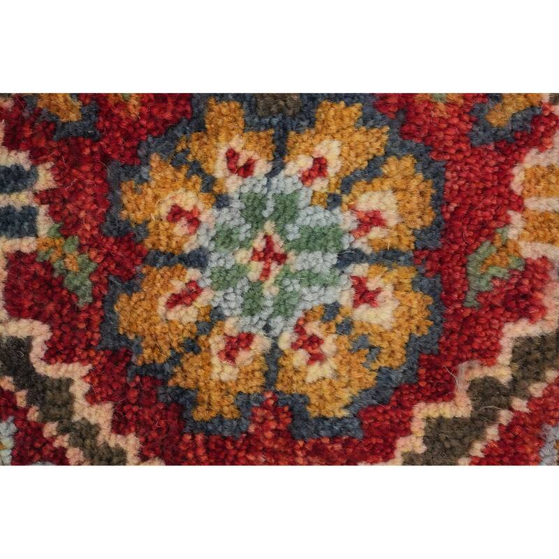 Hand Knotted Oriental 100% Wool Carpet Traditional Geometric Navy Blue & Blues Viss Area Rug - 8' 11'' X 5' 11''