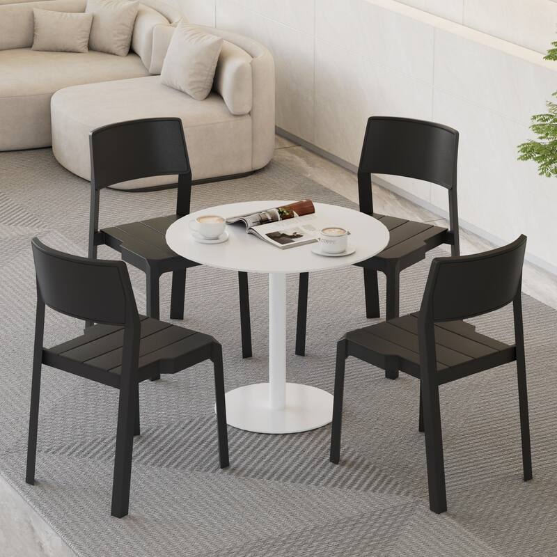 Javlergo 4-Pack Stackable Plastic Chairs for Dining and Patio Space Saving Indoor Outdoor Chairs with Ergonomic Back Support