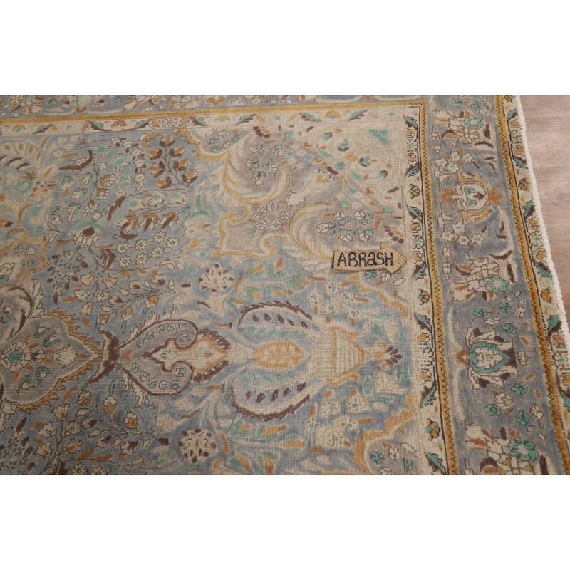 Blue Floral Tabriz Persian Rug Handmade Traditional Wool Carpet - 6'7"x 9'7"