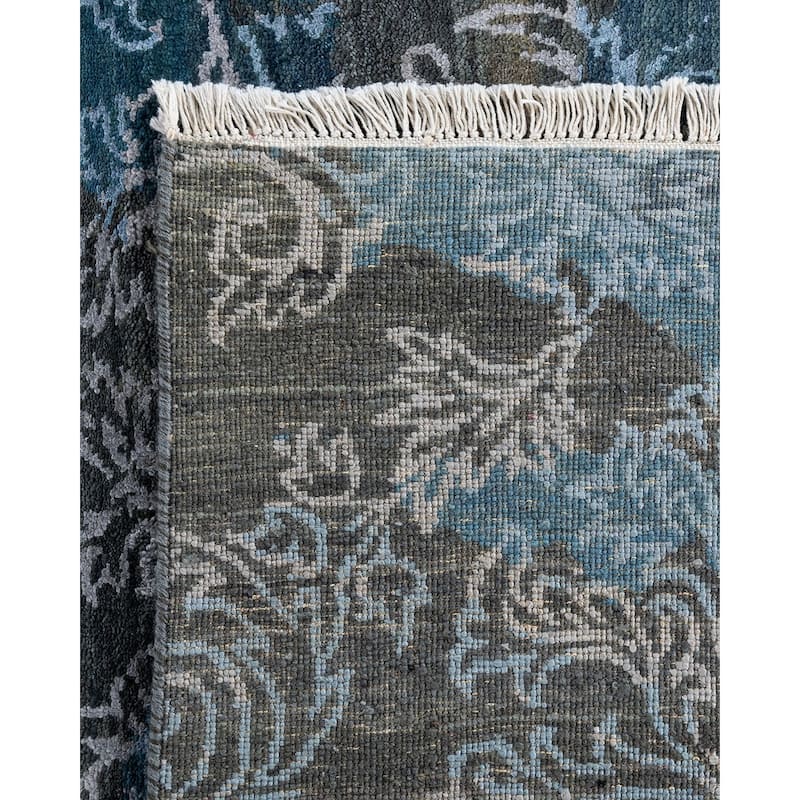 Ikat One-of-a-Kind Hand-Knotted Area Rug - Gray, 9' 0" x 12' 2" - 9' 0" x 12' 2"
