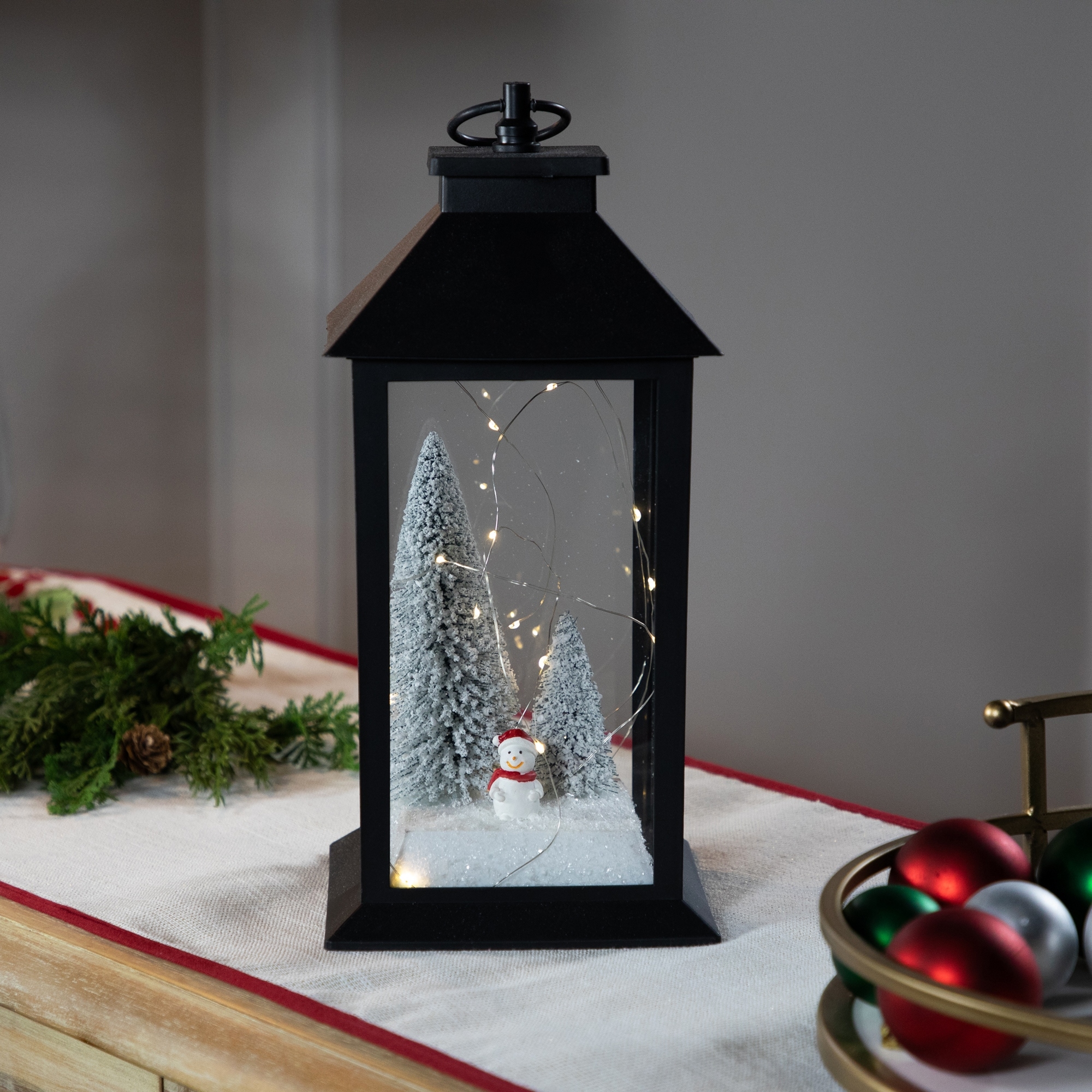 LED Lighted Snowman Winter Scene Christmas Lantern - 11"