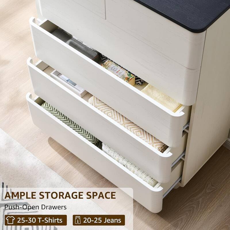 Modern 6 Drawer Dresser for Bedroom, Handle-less Wooden Dressers