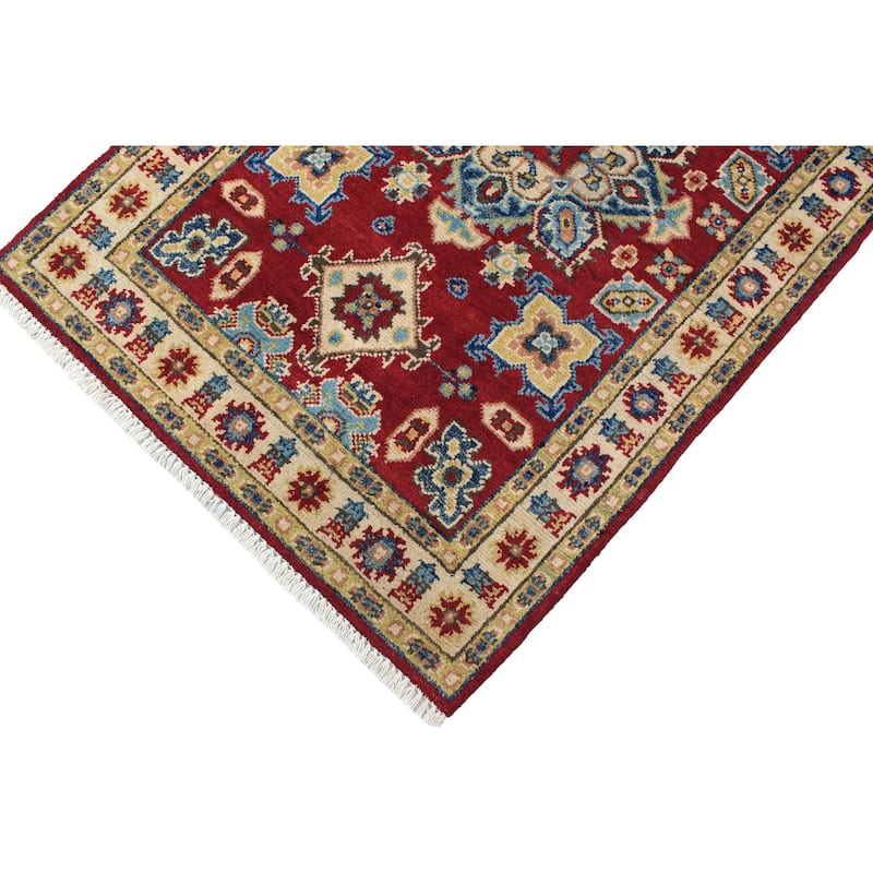 Bohemian Kazak Sidney Red/Beige Wool Rug - 2'9'' x 4'2''