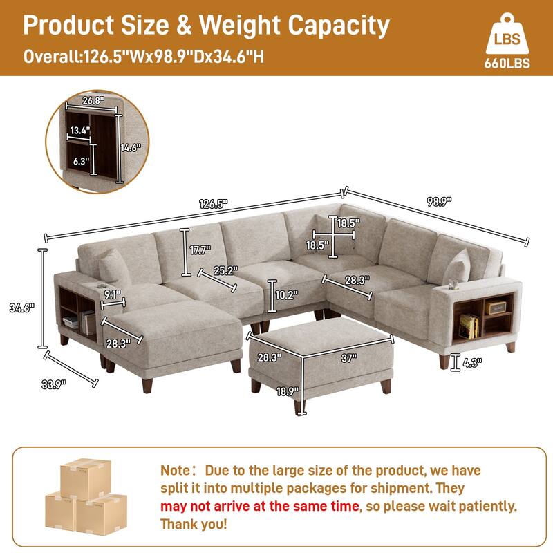 8PCS Modular Flexible Combination Storage Sectional