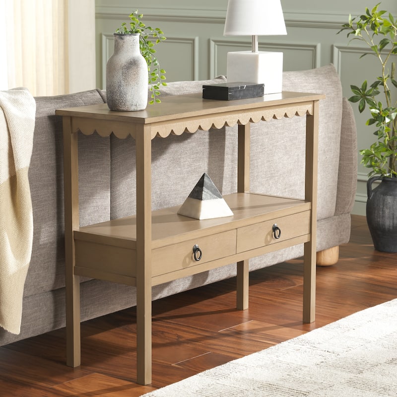 SAFAVIEH Haven Lower 2-Drawer Console Table - 35"W x 13"D x 30"H - Desert Brown