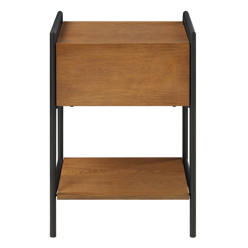 Azalea Park Wood and Metal Side Table with Drawer and Shelf - 17.52 W x 15.75 D x 25.59 H