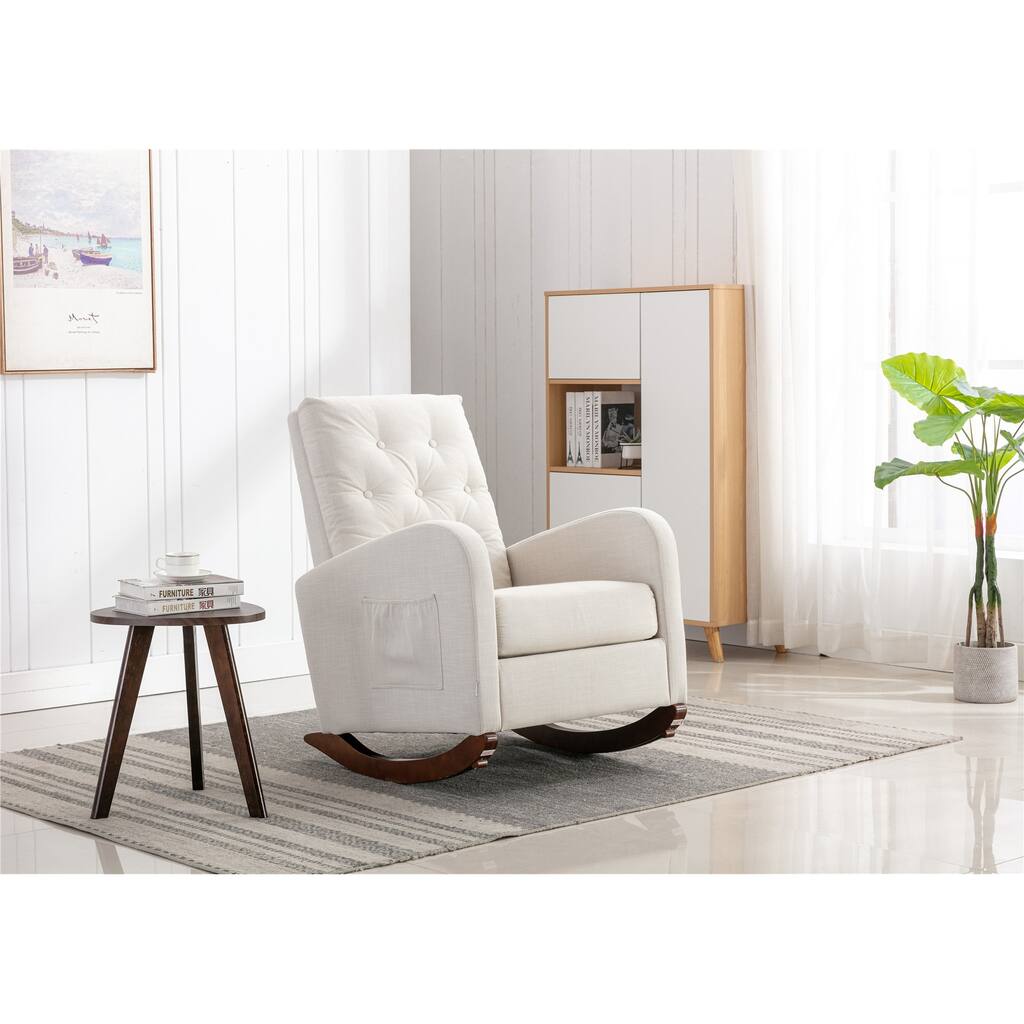 Modern High Back Armchair ,Comfortable Rocker Fabric Padded Seat .