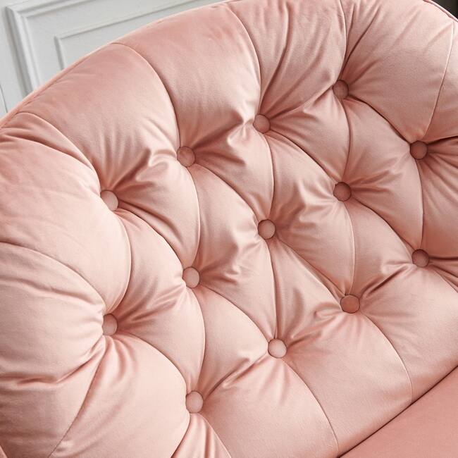 Swivel Leisure Chair Velvet Upholstered Lounge Chair Comfortable Deep Buttons Backrests Chair with Ottoman