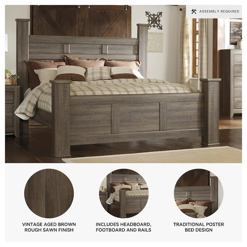 Juararo Dark Brown Poster Bed