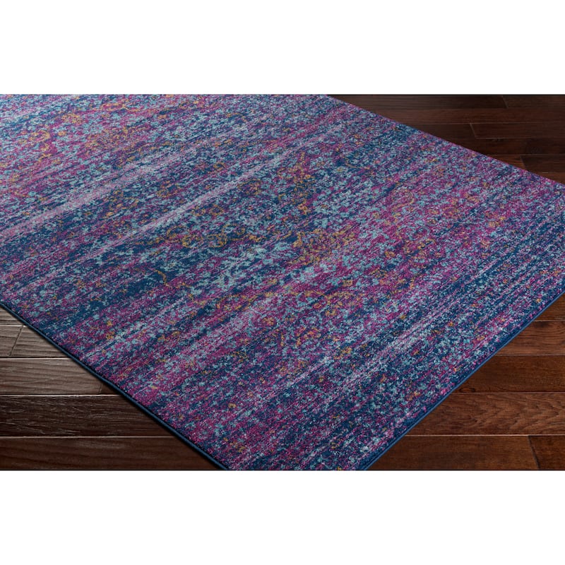 Haute-Hali Persian Distressed Purple/ Blue Area Rug - 5'3" x 7'3"