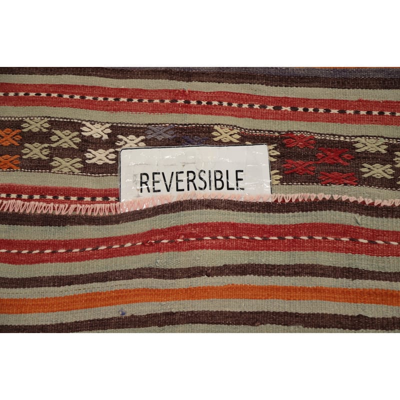 Hand Woven Oriental 100% Wool Carpet Southwestern Tribal Multi-Colored Kilim Area Rug - 8' 7'' X 4' 8''