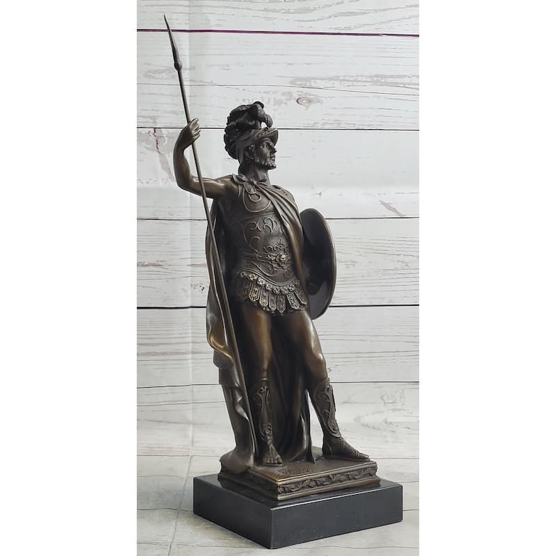 Spartan Greek King Leonidas 300 Hoplite Warrior Hero Bronze Sculpture Statue Marble Base