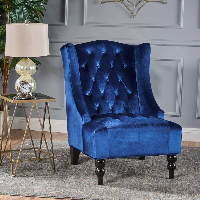Modern 27.5" Upholstered Button Tufted Club Chair with Wood Legs for Living Room